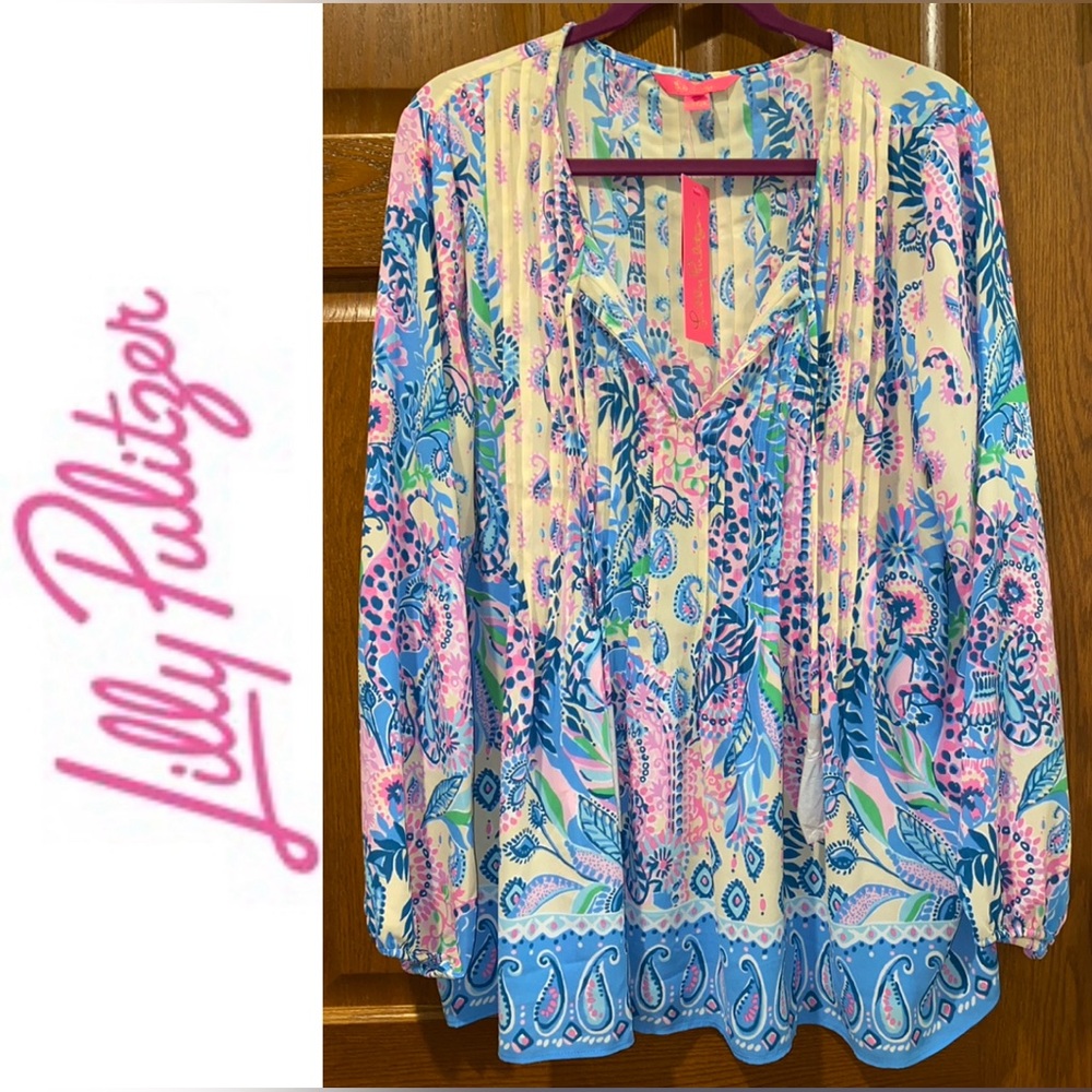 🌸NWT XL Lilly Pulitzer Marilina Long Sleeve Tunic in Haute Cature Engineered
